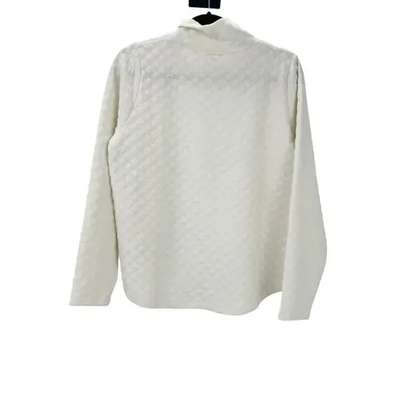 J. Crew Quilted Mock Neck Pullover Sweater Long Sleeve Ivory Size Medium NWT - Picture 8 of 12